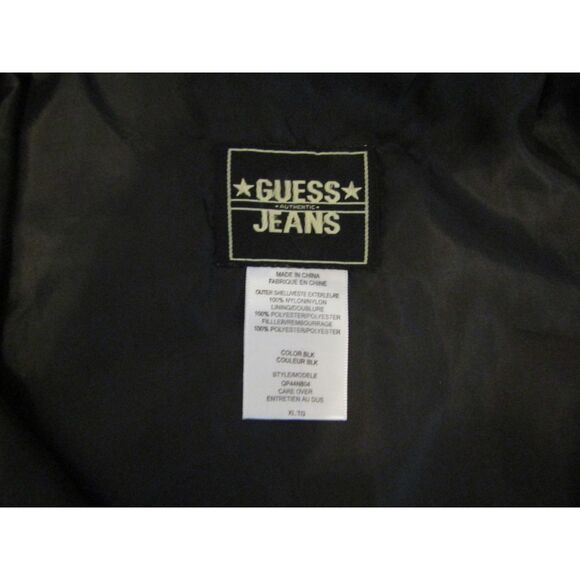 Guess Jeans Puffer Jacket Black Lined Winter Coat Full Zip & Snap Womens XL - Picture 6 of 7